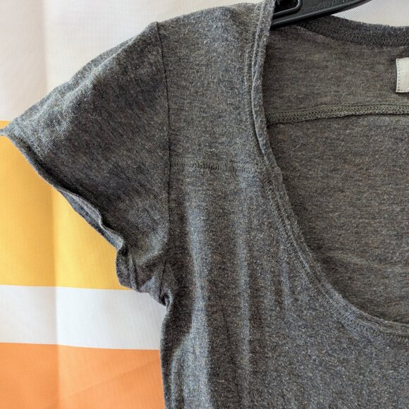 AllSaints Dark Grey Brown Scoop Neck Shirt Layering Worn Distressed Grunge 6 - Picture 4 of 11